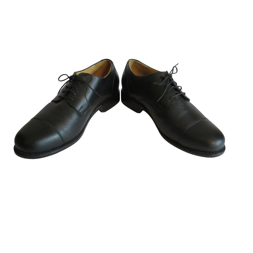 Tauer & Johnson Mens 10 D Wellington Derby Dress Shoes Black Calf Leather CapToe